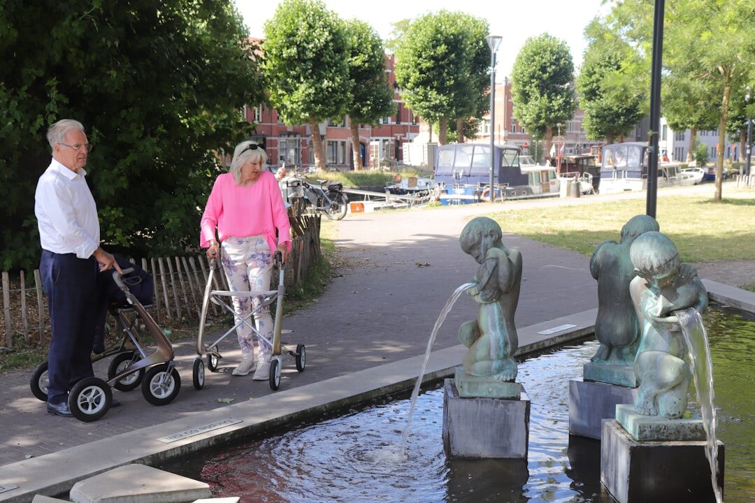 seniors walking in park