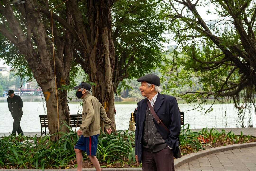 seniors walking in park