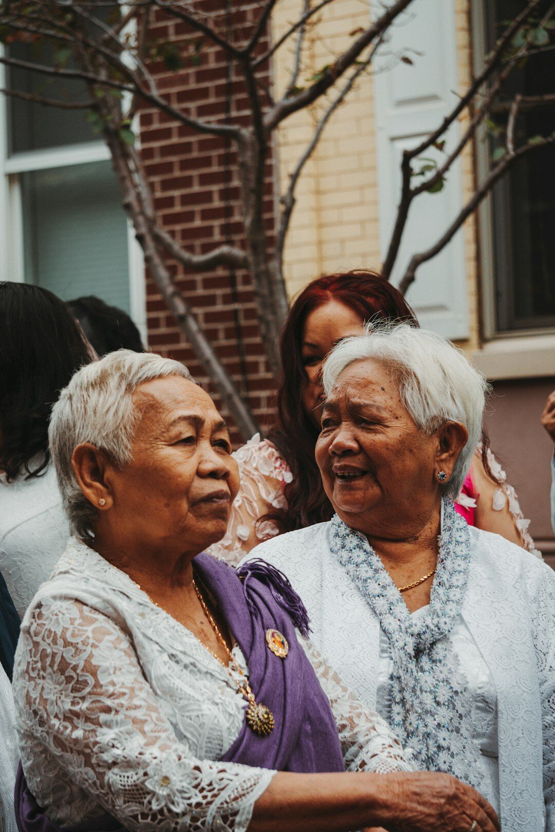 elderly friends chatting